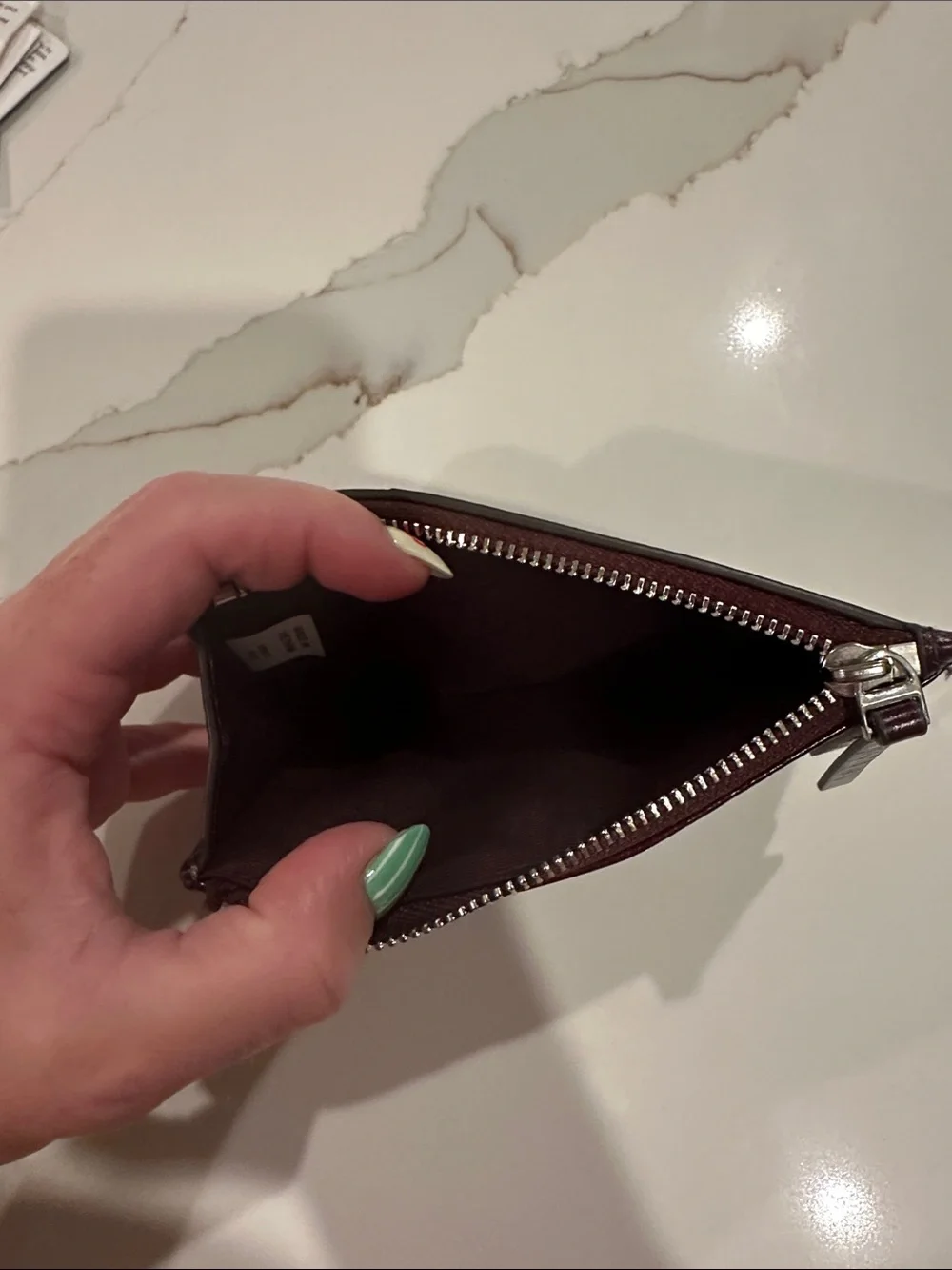 Tory Burch Quilted Patent Leather Wallet in Deep Burgundy